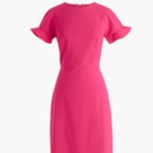 J. Crew hot pink dress with ruffle sleeve (2P)